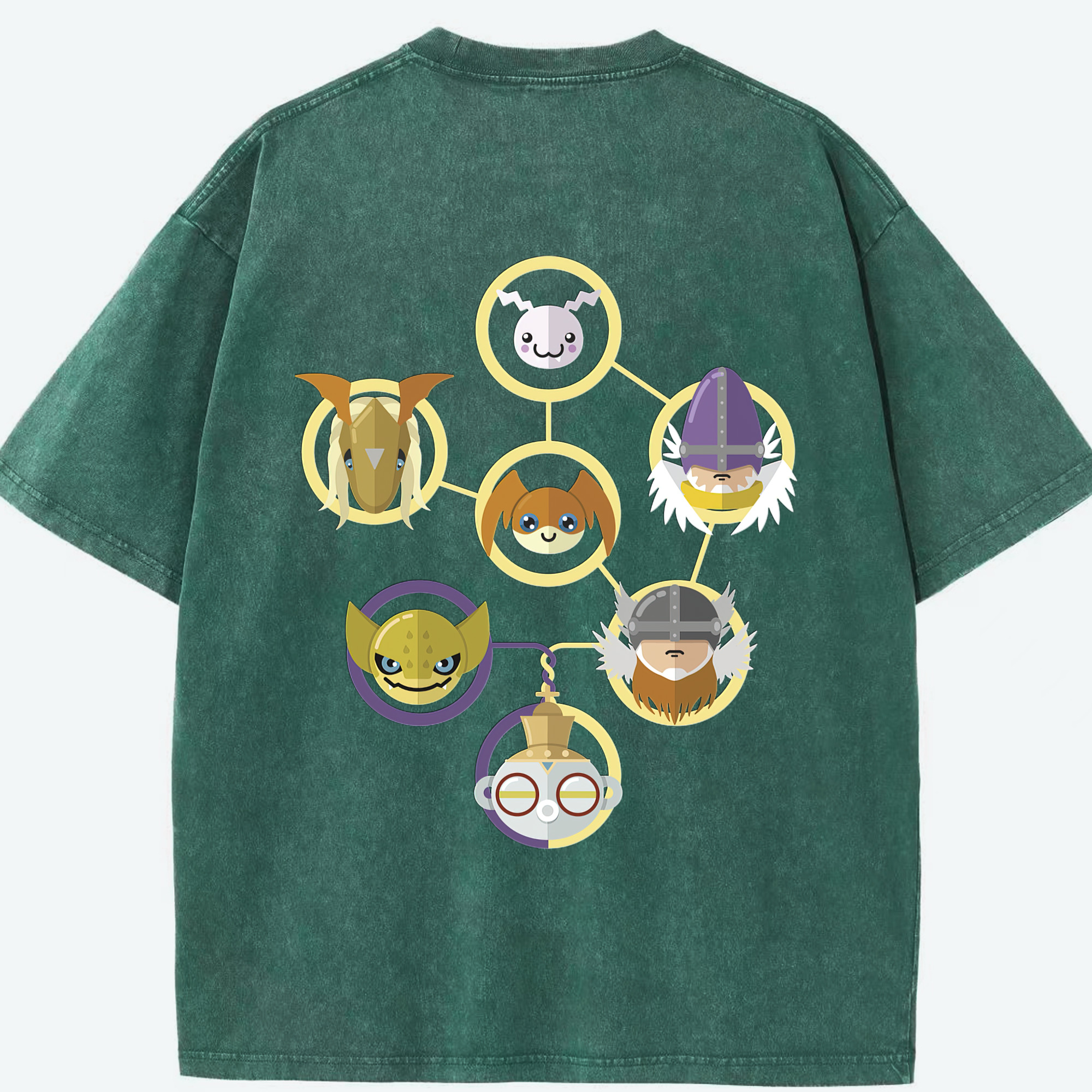 （画像用） Digimon デジタルモンスター/デジモン 綿100% ヴィンテージ風 半袖Tシャツ（背面プリント）